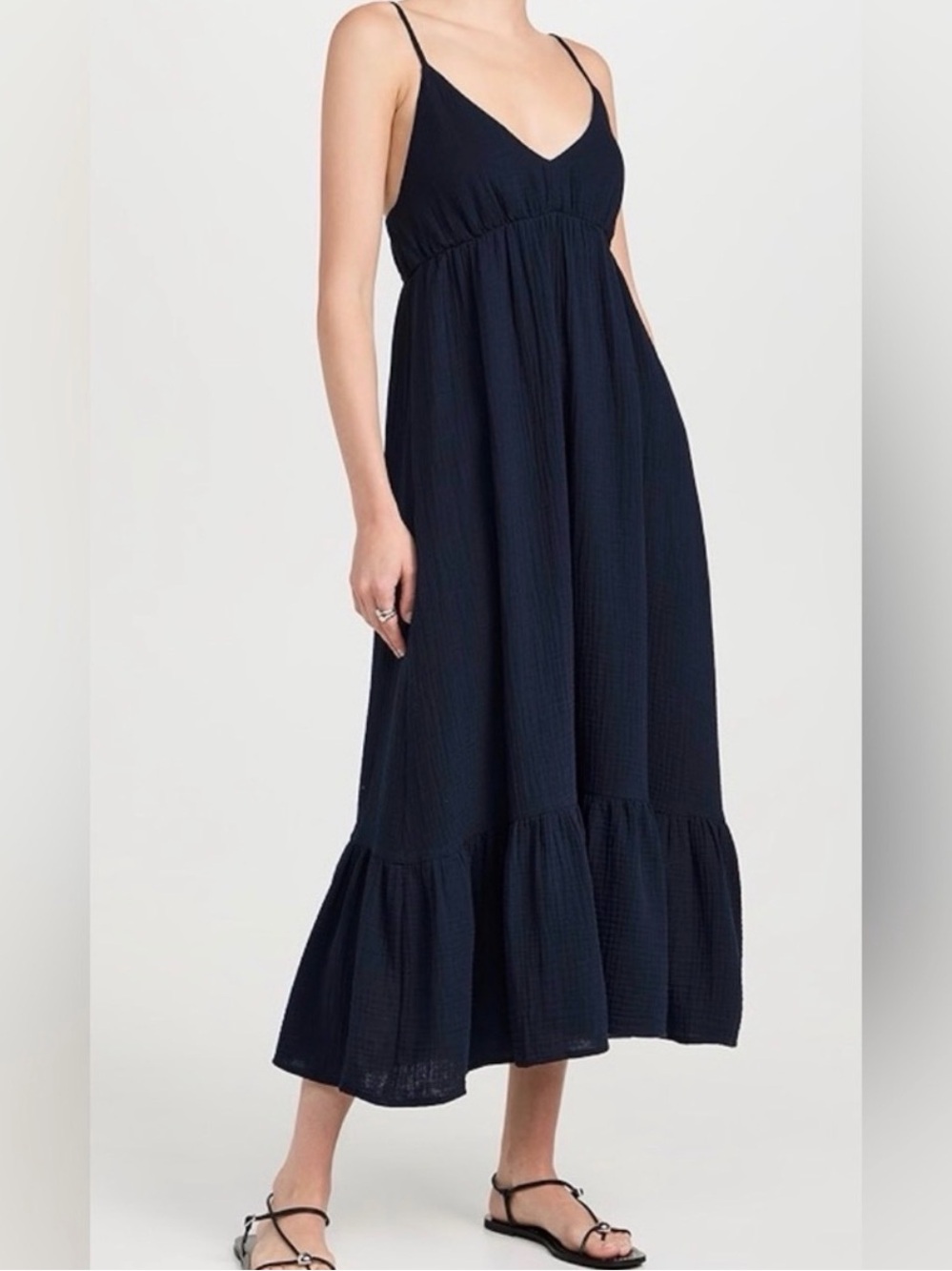 Splendid Women's Navy Gauze Spaghetti-Strap Maxi Dress like new size small